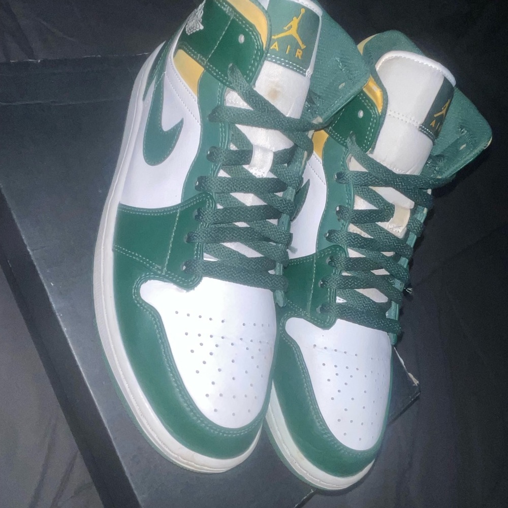 Air Jordan Green and Yellow High-Top Sneakers